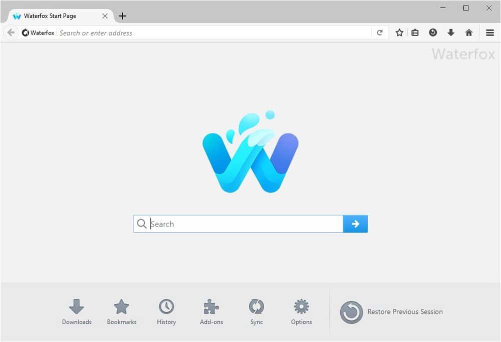 Waterfox Built-in Search Engine